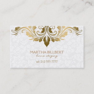 Gold Lace On Plush White Damask Appointment Card