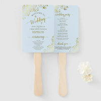 Gold Lace on Powder Blue Elegant Wedding Program