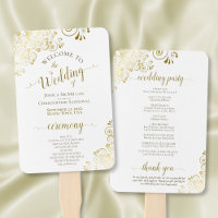 Gold Lace on White Elegant Wedding Program