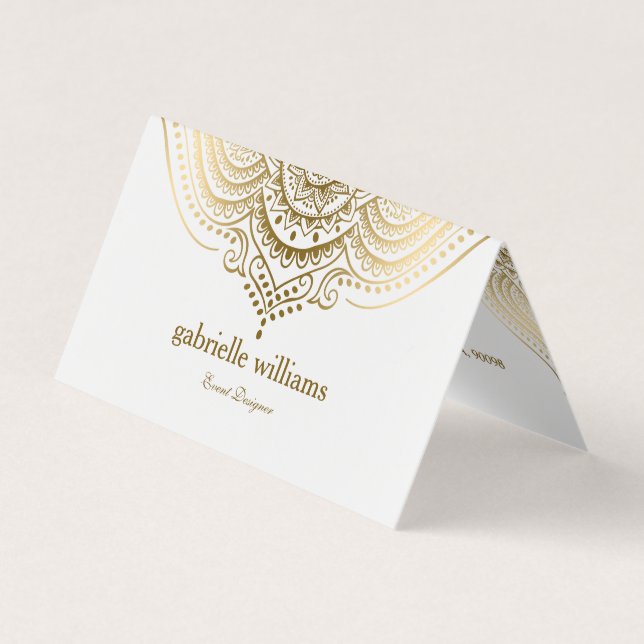 Gold Lace Paisley Mandala Business Card (Front)