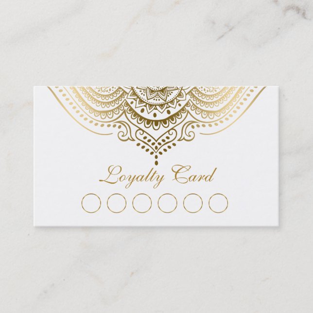 Gold Lace Paisley Mandala Loyalty Card (Front)