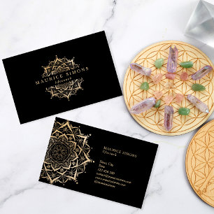 Gold Lace Paisley Mandala Yoga Cosmetology Beauty Business Card