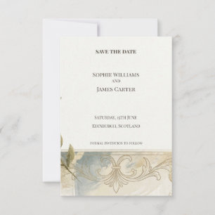 Gold Lace Save The Date Card