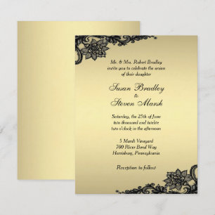 Gold Lace Wedding Invitation