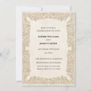 Gold Lace Wedding Invitation