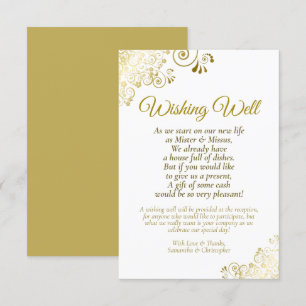 Gold Lace & White Wedding Wishing Well Poem Enclosure Card