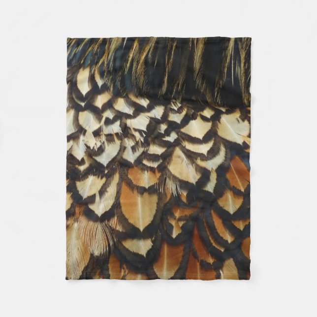 Gold Laced Wyandotte Chicken Feather Fleece Blanket (Front)