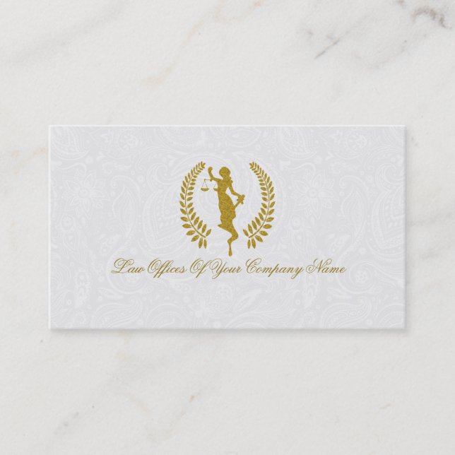 Gold Lady Justice badge Attorney at law Business Card (Front)