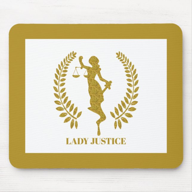Gold Lady Justice logo Mouse Mat (Front)