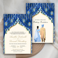 Gold Lanterns Blue Indian Couple Wedding