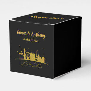 Gold Las Vegas Strip Silhouette Thank You Wedding Favour Box