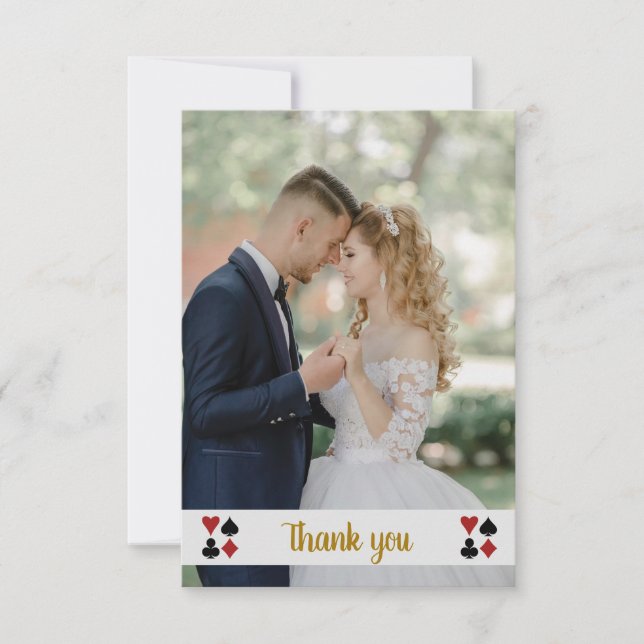 Gold Las Vegas Wedding Photo Thank You Card (Front)