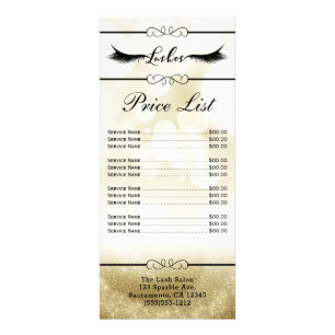 Gold Lashes Eyelash Extensions Beauty Salon Price Rack Card
