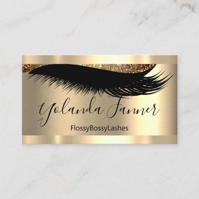 Gold Lashes Makeup Artist Glitter Lux  Business Card (Front)