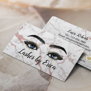 Gold Lashes Makeup Artist Rose Gold Marble Loyalty Card