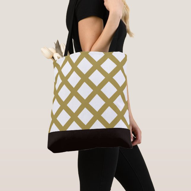 Gold Lattice Tote Bag (Close Up)