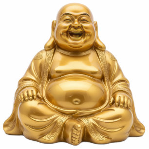 Gold Laughing Buddha 2D Budai Statue Standing Photo Sculpture