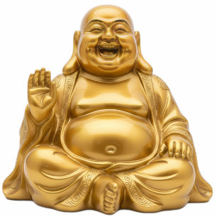 Gold Laughing Buddha Blessing Gesture 2D Budai Standing Photo Sculpture