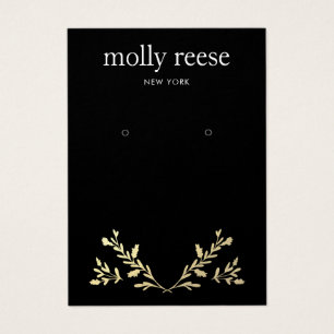 Gold laurel Branch Black  Earring Display Card