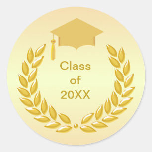Gold Laurel Wreath Class of 20XX Graduation Classic Round Sticker