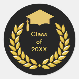 Gold Laurel Wreath Class of 20XX Graduation Classic Round Sticker