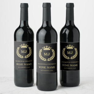 Gold Laurel Wreath & Crown Wine Label