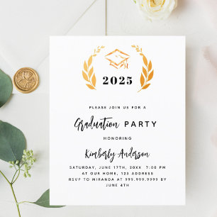 Gold laurel wreath Graduation Party invitation