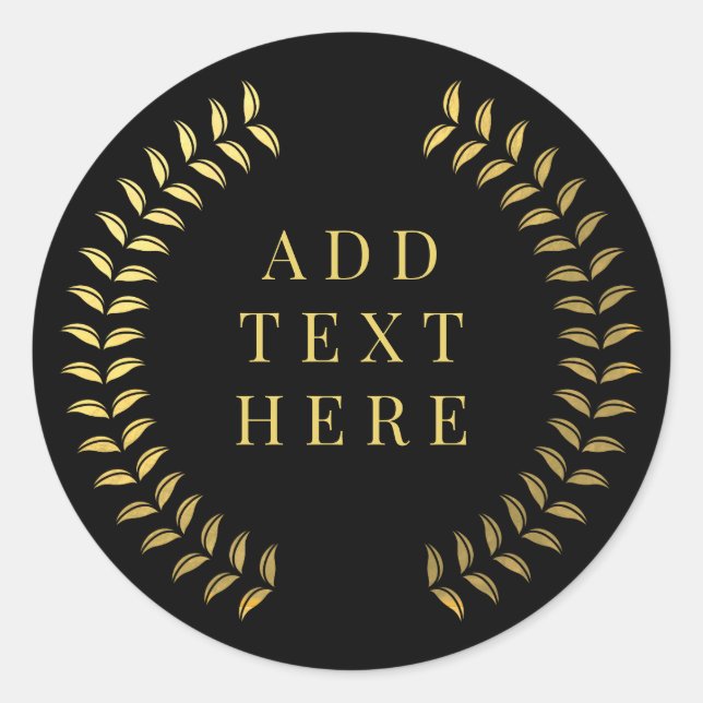 Gold Laurel Wreath Leaves Circle Wreath Custom Cla Classic Round Sticker (Front)