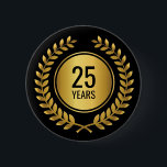 Gold Laurel Wreath Length of Service Award 6 Cm Round Badge<br><div class="desc">Recognise your employees for their dedication and length of service with a pin-back button featuring an elegant golden laurel wreath with text indicating the number of years service. Edit the number of years as needed for your award.</div>