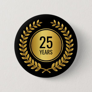 Gold Laurel Wreath Length of Service Award 6 Cm Round Badge