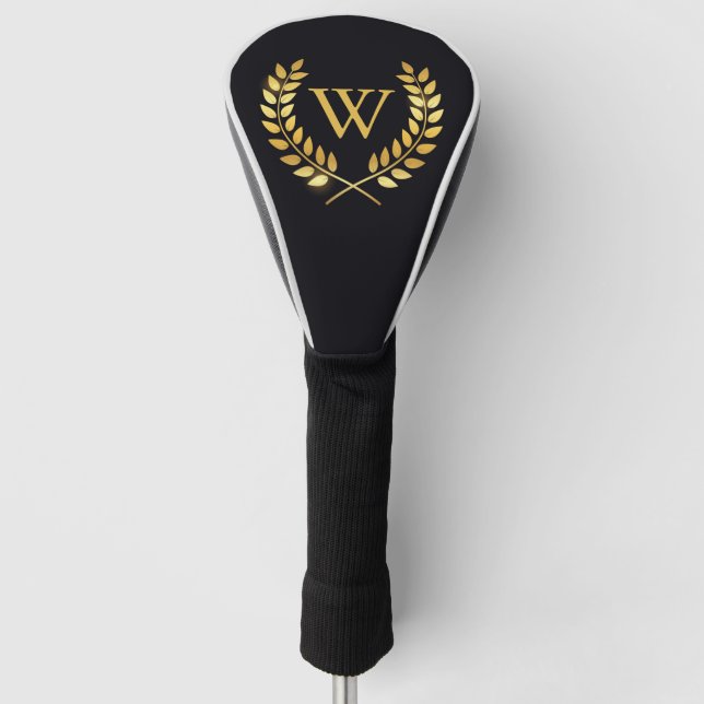 Gold Laurel Wreath Monogram Golf Head Cover (Front)