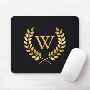 Gold Laurel Wreath Monogram Mouse Mat