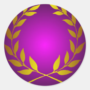 Gold Laurel Wreath Round Sticker