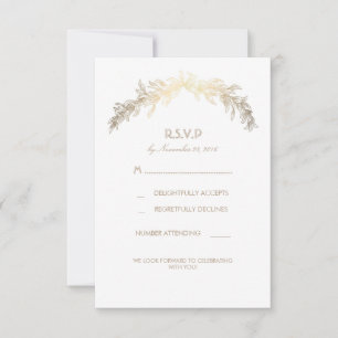Gold Laurel Wreath Wedding RSVP Cards