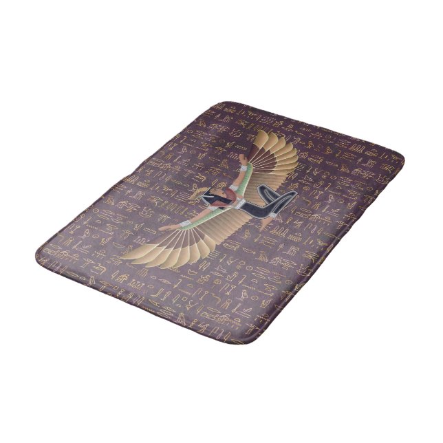Gold Lavender Egyptian Princess Hieroglyphs Bath Mat (Angled)