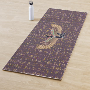 Gold Lavender Egyptian Princess Hieroglyphs Yoga Mat