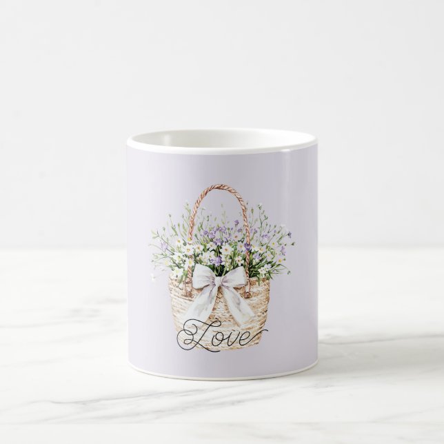 Gold Lavender Floral Love Coffee Mug (Center)