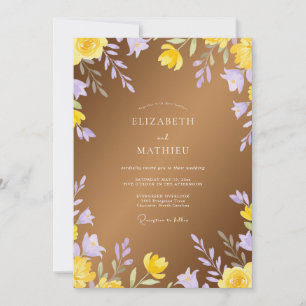Gold Lavender Watercolor Wedding Invitation