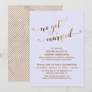 Gold & Lavender We Got Married Post-Wedding Party Invitation