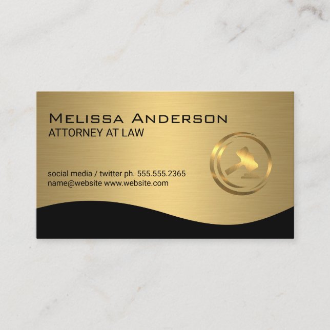 Gold Law Gavel Logo | Lawyer Business Card (Front)