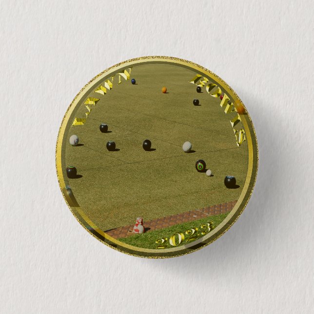 Gold Lawn Bowls 2023 Designed Coin, Badge (Front)