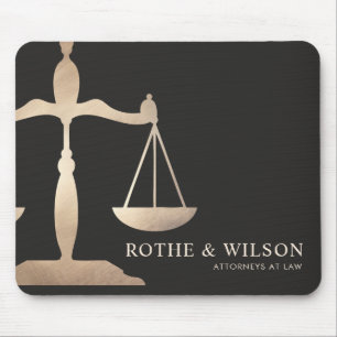 Gold Lawyer Scales of Justice Dark Brown Mouse Mat