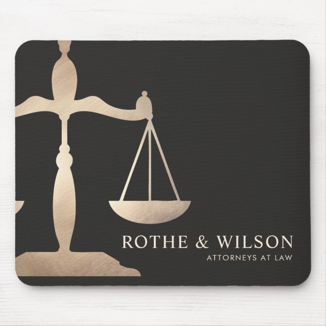 Gold Lawyer Scales of Justice Dark Brown Mouse Mat (Front)