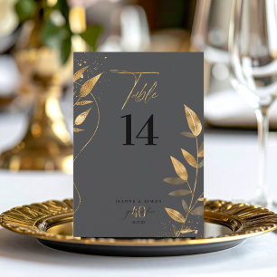 Gold Leaf 40th Anniversary Table Number ID1169