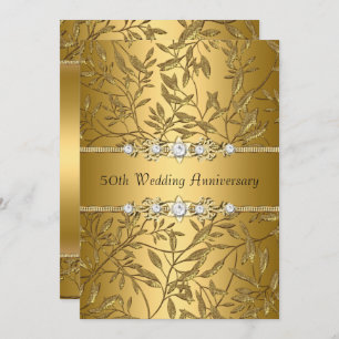 Gold Leaf 50th Wedding Anniversary Invite