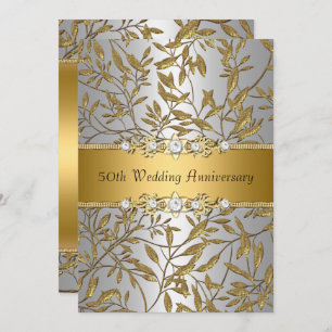 Gold Leaf 50th Wedding Anniversary Invite