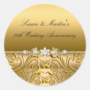 Gold Leaf 50th Wedding Anniversary Sticker