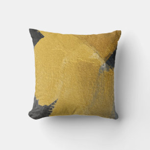 Gold leaf, abstract black design cushion