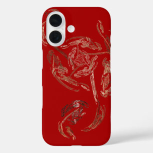 gold leaf abstract rose red iPhone 16 case