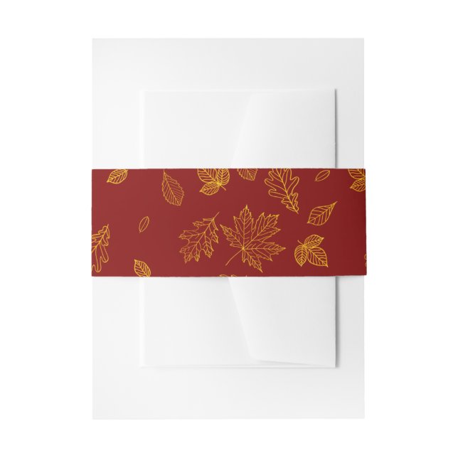 Gold Leaf and Red Fall Invitation Belly Band (Front Example)